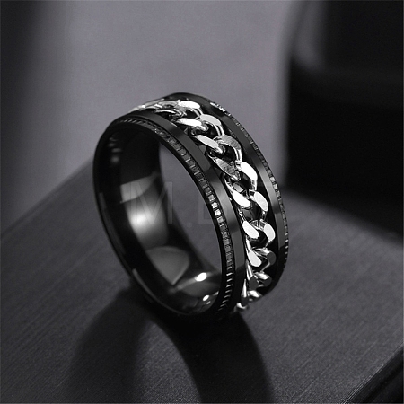 Non-Tarnish Stainless Steel Chains Rotating Finger Ring PW-WG67706-06-1