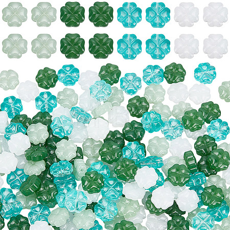 160Pcs 4 Colors Spray Painted Glass Beads GLAA-SC0003-41-1