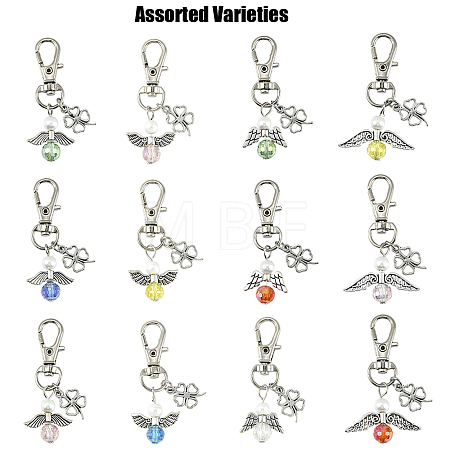 20Pcs 4 Style Alloy & Glass Pendant Decorations HJEW-YW00370-1