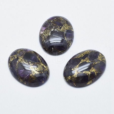 Brass Line Amethyst Cabochons X-G-E464-42F-1