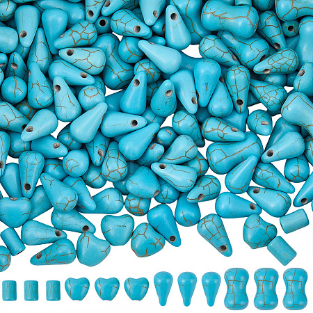 270Pcs 4 Styles Synthetic Turquoise Dyed Beads G-SC0003-87-1