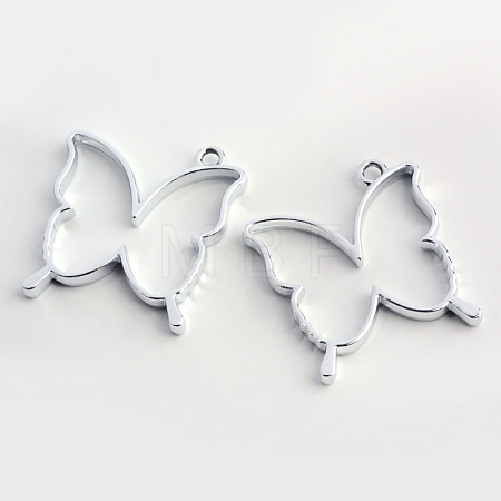 Rack Plating Alloy Butterfly Open Back Bezel Pendants PALLOY-S047-34D-FF-1