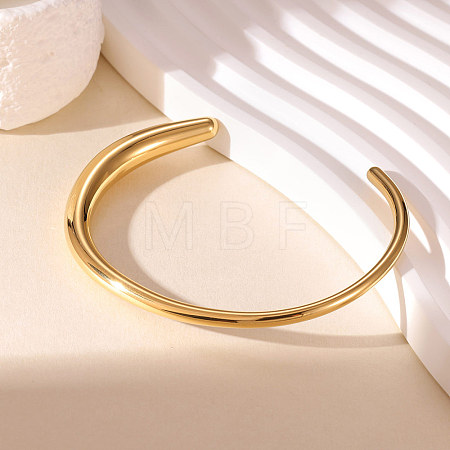 304 Stainless Steel Cuff Bangles for Women BJEW-G776-01G-1
