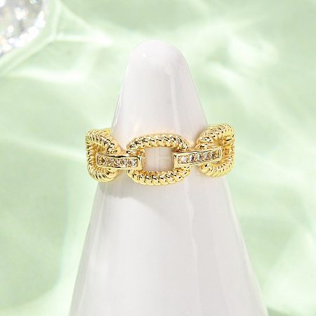 Brass Micro Pave Cubic Zirconia Cuff Open Rings RJEW-F204-01G-1