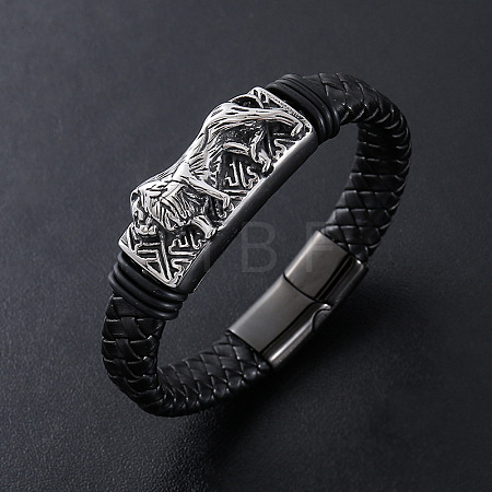 Punk Braided PU Leather Cord Bracelets XO6196-2-1