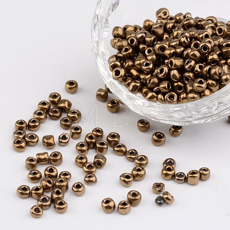 6/0 Electroplated Metallic Colours Round Glass Seed Beads X-SEED-A009-4mm-601-1