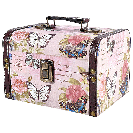 1Pc Butterfly Printed PU Leather Treasure Chest Boxes for Trinkets CON-WR0001-21-1