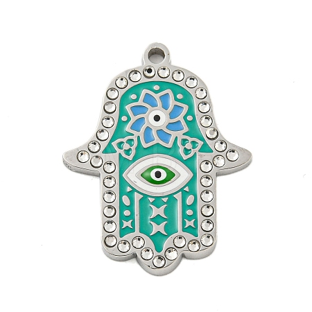 304 Stainless Steel Rhinestone Pendants STAS-U007-11B-P-1