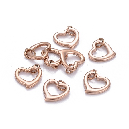 304 Stainless Steel Open Heart Charms STAS-L218-14RG-1