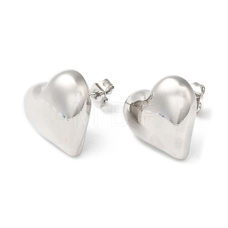 Rack Plating Brass Heart Stud Earrings X-EJEW-Q766-02P-1