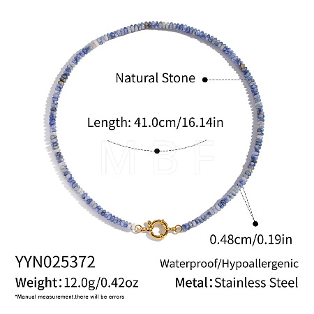 Autumn Winter Natural Blue Spot Jasper Rondelle Beaded Necklaces TB0326-6-1