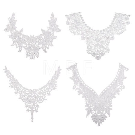 4Pcs 4 Styles Polyester Computerized Embroidery Collar DIY-TA0015-71-1