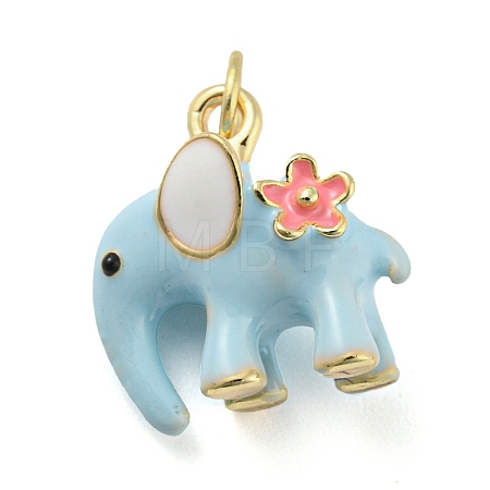Elephant Rack Plating Brass Enamel Pendants KK-Q804-16G-1