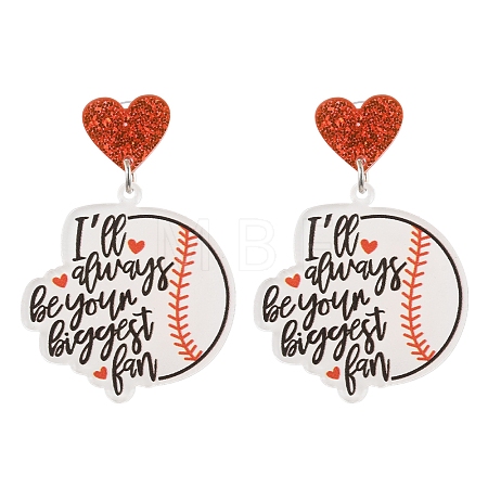 1Pair Leopard Print Heart Mother Sports Acrylic Dangle Stud Earrings EJEW-FS0001-22G-1
