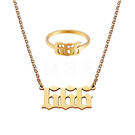 Number Pendant Necklace & Open Cuff Ring JX200A-1