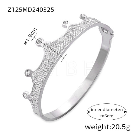 304 Stainless Steel Pave Cubic Zirconia Hinged Bangles for Women FS-WG9A3B1-04-1