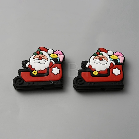 Sleigh with Santa Claus Christmas Silicone Beads SIL-SZC0003-01-1