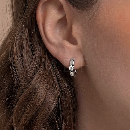 925 Sterling Silver Pave Moissanite Hoop Earrings for Women DZ9023-1