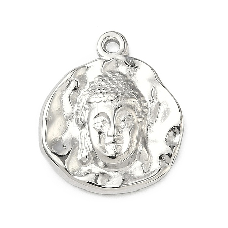 Hammered 304 Stainless Steel Pendants STAS-C167-01P-1