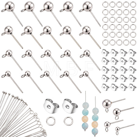 304 Stainless Steel Ball Post Stud Earring Findings & Flat Head Pins & Ball Head Pins & Eye Pin & Jump Rings STAS-BBC0010-38P-1