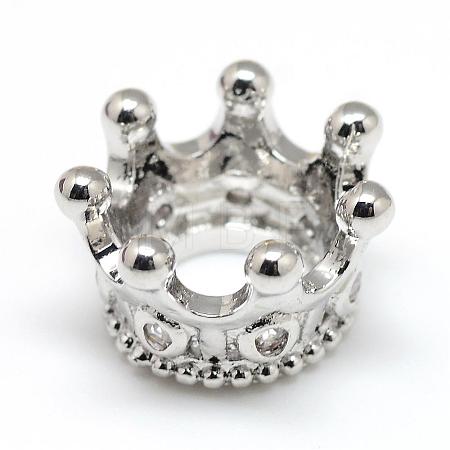 Rack Plating Brass Micro Pave Cubic Zirconia European Beads ZIRC-S052-003P-1