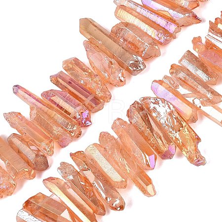 Spray Painted Electroplate Natural Quartz Crystal Points Beads Strands G-Q610-02H-1