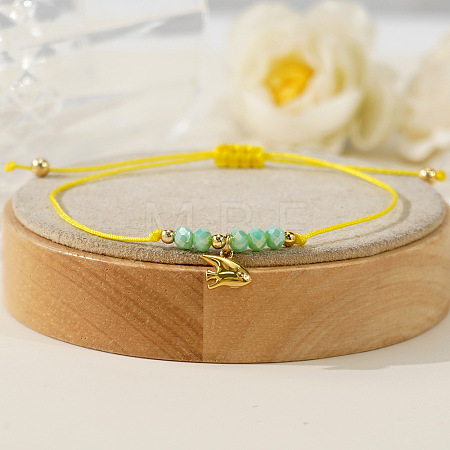 Brass Fish Charm Braided Bracelets BX9952-1