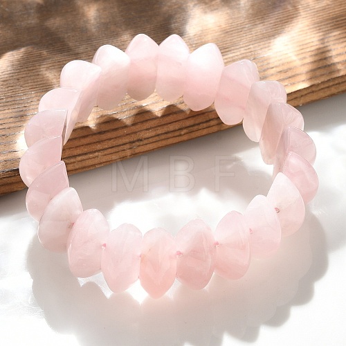 Bicone Natural Rose Quartz Beads Stretch Bracelets for Women BJEW-C097-05C-1