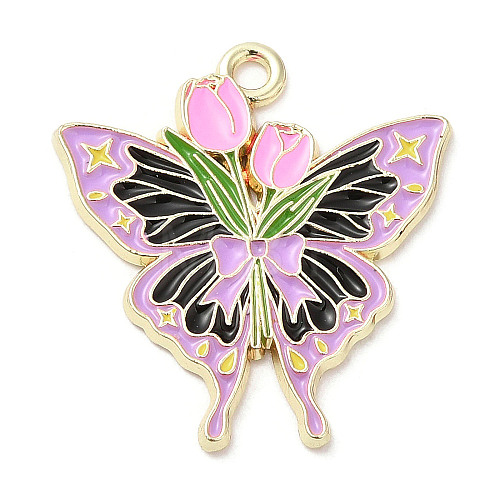 Light Gold Plated Alloy Enamel Pendants ENAM-L041-03C-1