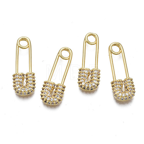 Brass Micro Pave Clear Cubic Zirconia Pendants ZIRC-T015-004G-NF-1