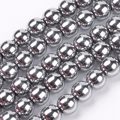 Non-magnetic Synthetic Hematite Beads Strands G-S096-8mm-3-1