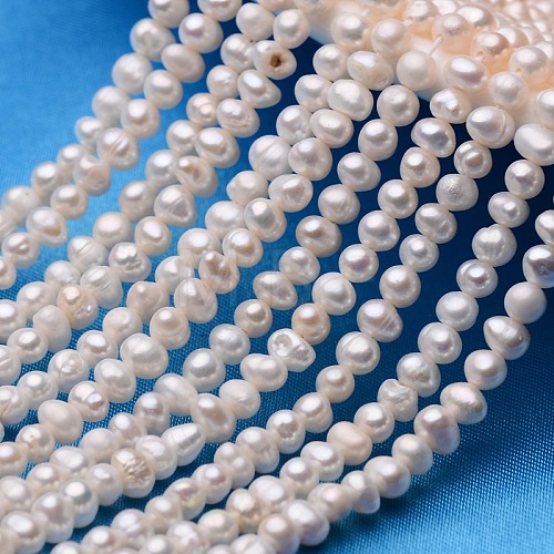 Potato Grade AA Natural Cultured Freshwater Pearl Beads Strands PEAR-E007-3-4mm-AA-1