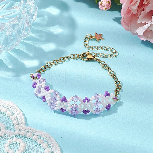 Handmade Glass Seed Beaded Bracelets for Women BJEW-MZ00133-03-1