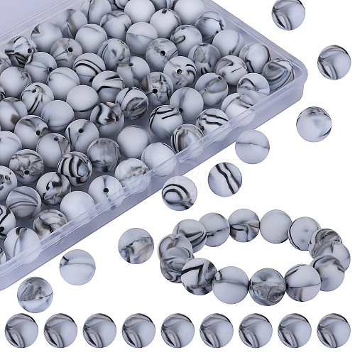 80Pcs Round Silicone Focal Beads SIL-SZ0001-24-37-1