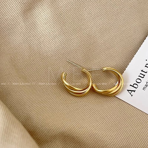 Stainless Steel Twists Hoop Earrings KE6897-1-1