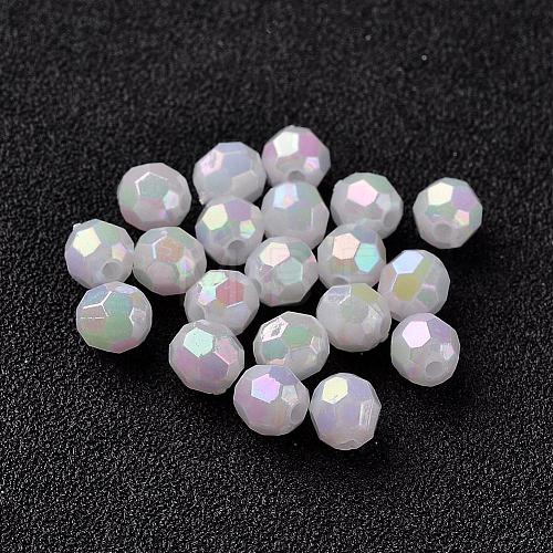 AB Color Plated Eco-Friendly Poly Styrene Acrylic Round Beads TACR-L004-6mm-78-1