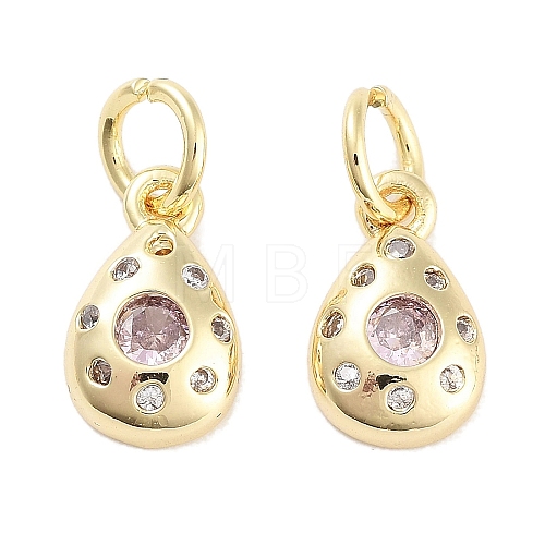 Brass Micro Pave Cubic Zirconia Charms KK-C051-02G-01-1