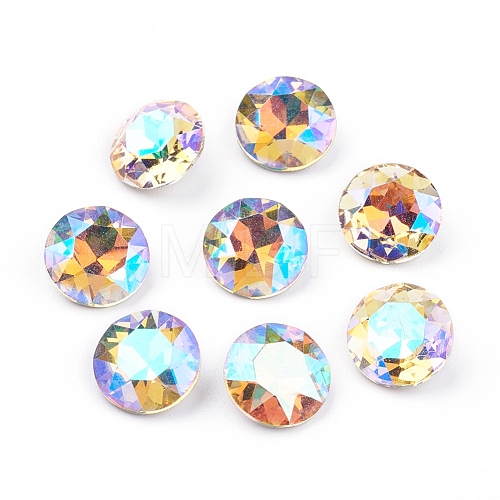 Pointed Back & Back Plated Glass Rhinestone Cabochons RGLA-J012-8mm-001PS-1