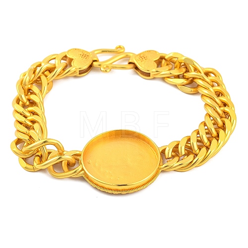 Brass Cuban Link Chain Bracelets Findings KK-G502-12G-1