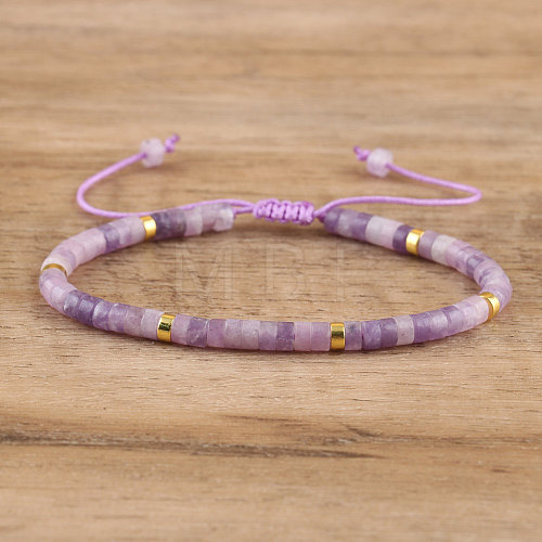 Natural Lepidolite Beaded Braided Bracelets QH4784-12-1