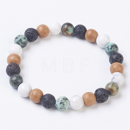 Natural African Turquoise(Jasper) Stretch Bracelets BJEW-JB03682-03-1