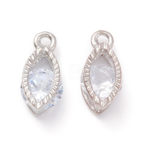 Alloy Clear Cubic Zirconia Charms ZIRC-A022-02P-1