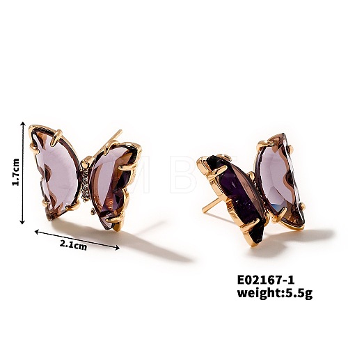 Crystal Butterfly Copper Earrings Fashion Luxury Colorful Ear Jewelry FB3429-1-1