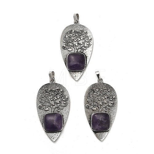 Natural Amethyst Square Big Pendants G-F763-07AS-07-1