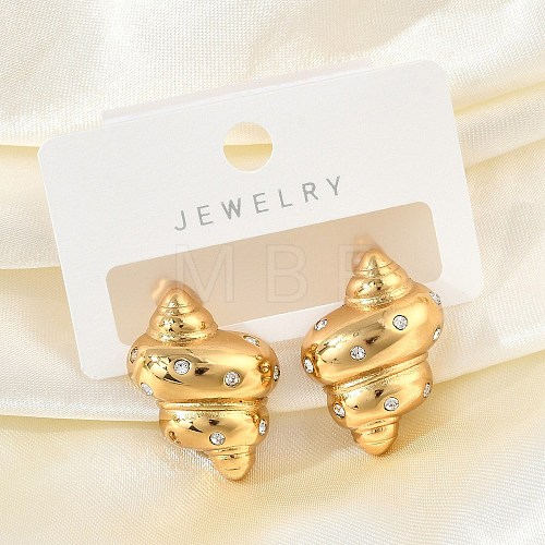 304 Stainless Steel Conch Stud Earrings EJEW-M073-14G-01-1