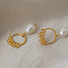 304 Stainless Steel with Freshwater Pearl Stud Dangle Earrings BO9211-3