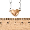 304 Stainless Steel Double-Sided Magnetic Heart Pendant Paperclip Chain Necklaces NJEW-U028-02RG-5