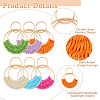 FIBLOOM 6 Pairs 6 Colors Raffia Grass Braided Flat Round Dangle Stud Earrings for Women EJEW-FI0002-25-4