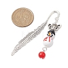 7Pcs 7 Colors Christmas Snowman Lampwork & Butterfly Alloy Pendant Bookmarks AJEW-JK00340-3