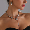 Alloy Crystal Rhinestone Star Heart Pendant CCB Plastic Round Beaded Necklaces for Women WGF75AC-01-3
